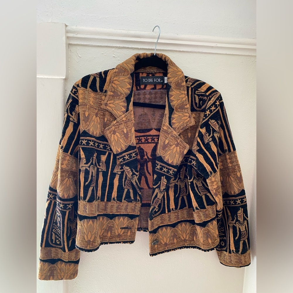 Vintage To Die For Jacket with ancient Egyptian embroidery.